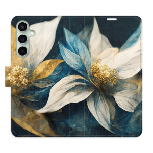Flip pouzdro iSaprio - Samsung Galaxy S23 FE - Gold Flowers - kapsičky na karty