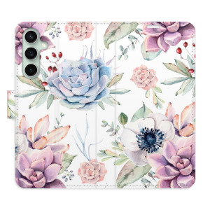 Flip pouzdro iSaprio - Samsung Galaxy S23 FE - Succulents Pattern - kapsičky na karty
