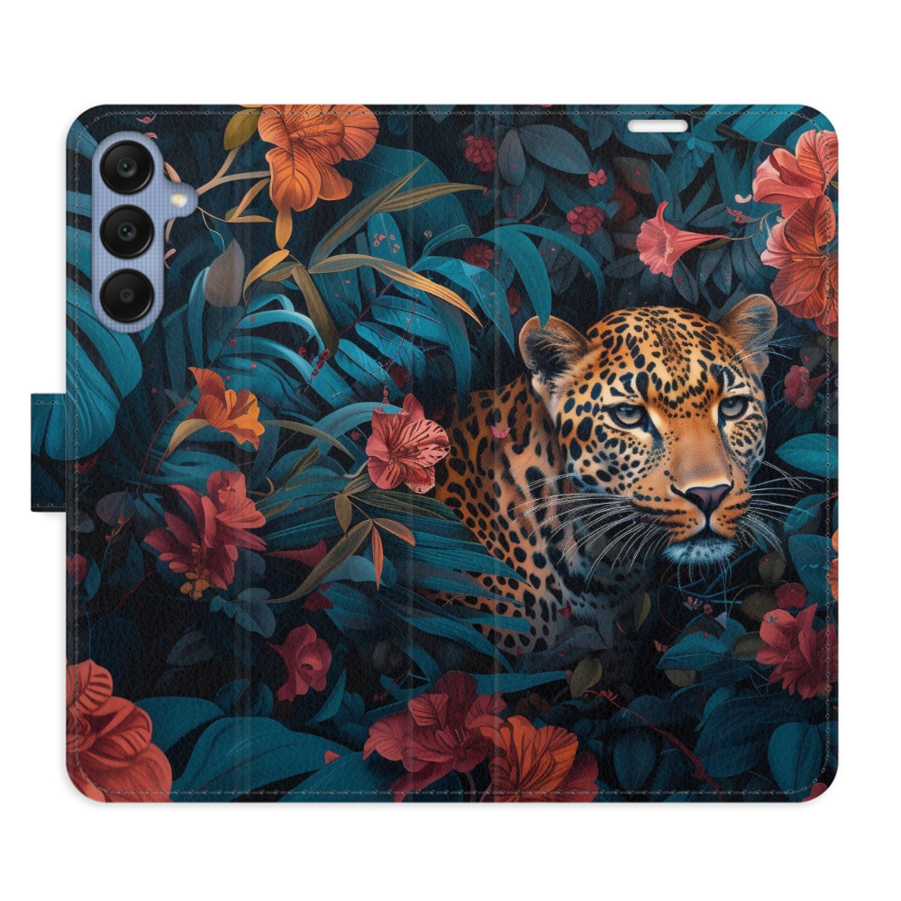 Flip pouzdro iSaprio - Samsung Galaxy A25 5G - Flower Jaguar 02 - kapsičky na karty