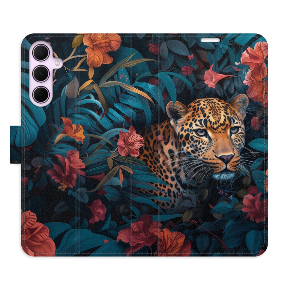 Flip pouzdro iSaprio - Samsung Galaxy A35 5G - Flower Jaguar 02 - kapsičky na karty
