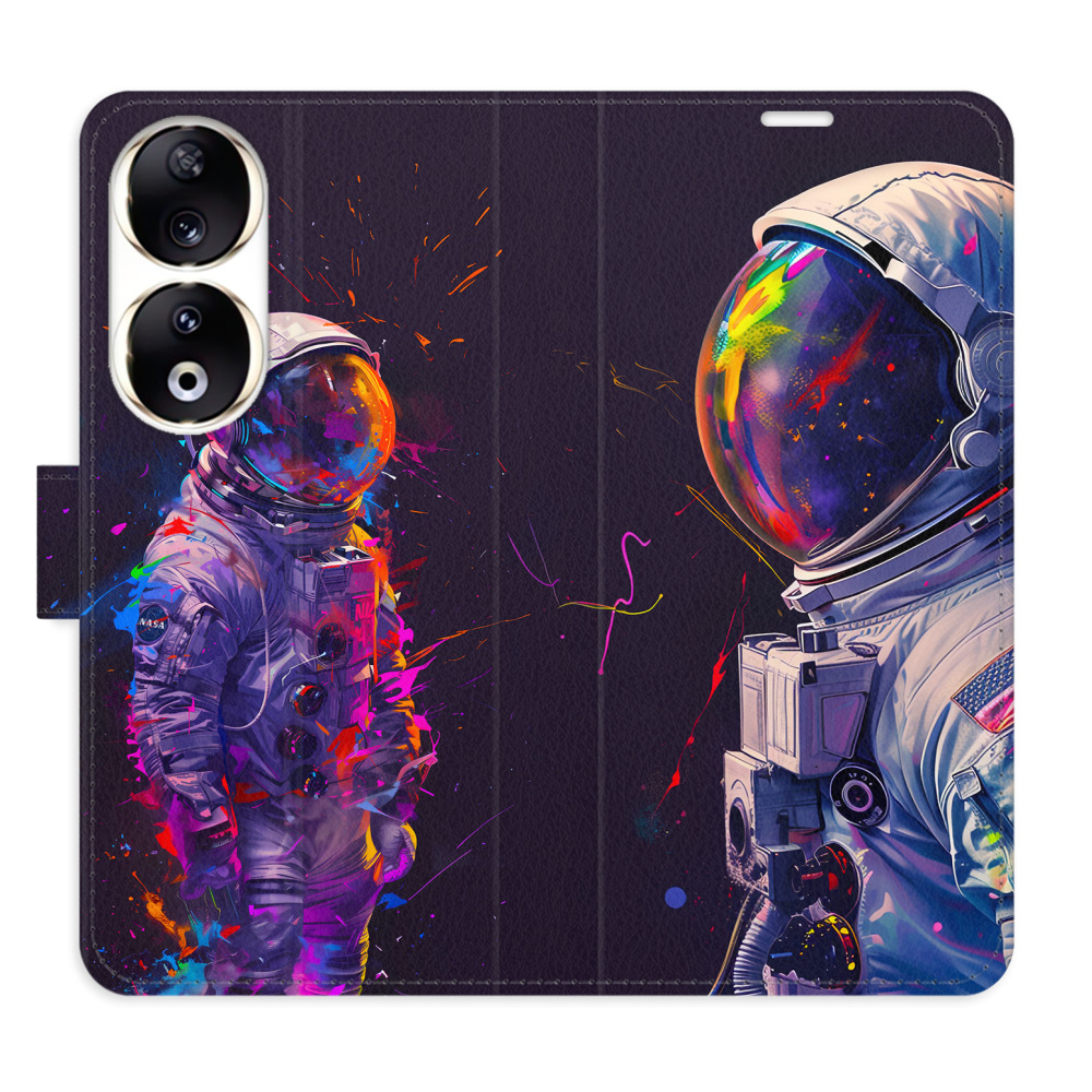 Flip pouzdro iSaprio - Honor 90 5G - Neon Astronaut 02 - kapsičky na karty