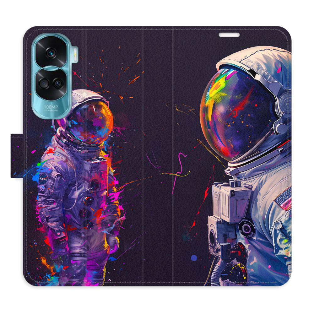 Flip pouzdro iSaprio - Honor 90 Lite 5G - Neon Astronaut 02 - kapsičky na karty