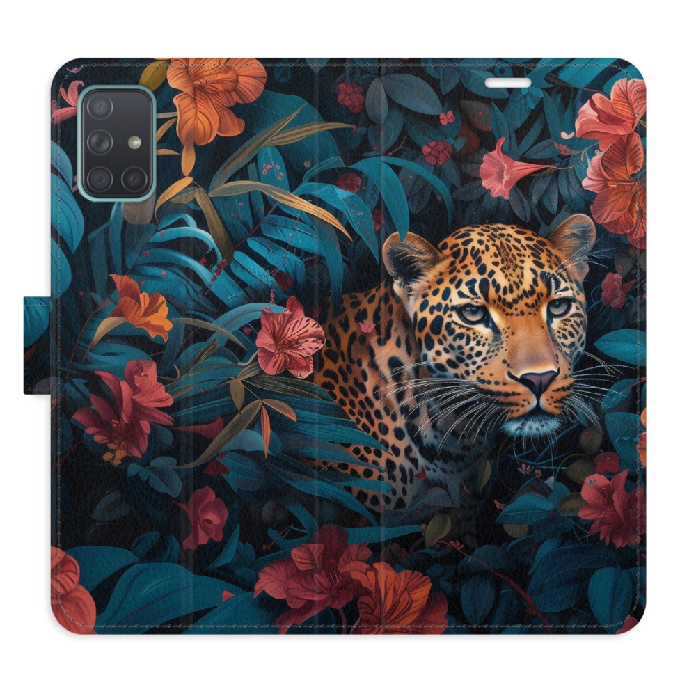 Flip pouzdro iSaprio - Samsung Galaxy A71 - Flower Jaguar 02 - kapsičky na karty