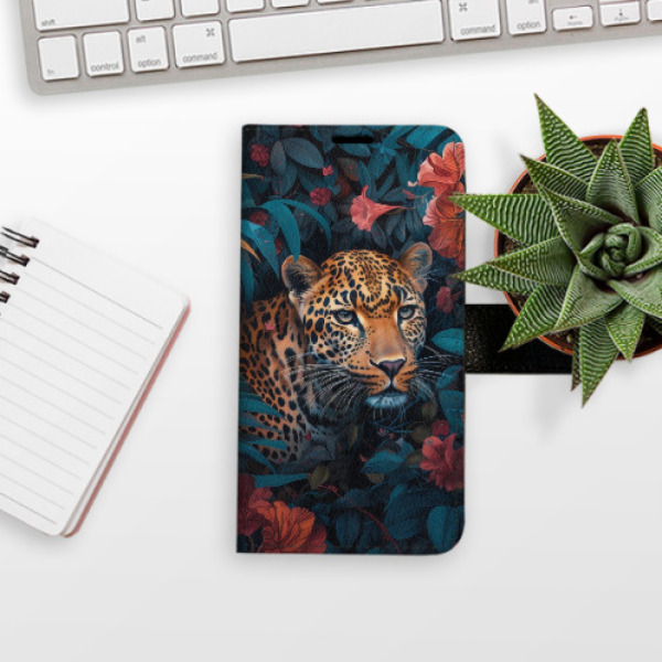 Flip pouzdro iSaprio - Samsung Galaxy A71 - Flower Jaguar 02 - kapsičky na karty