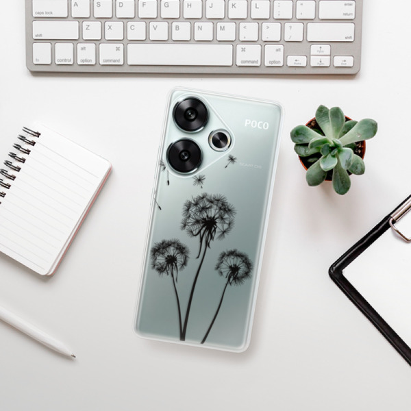 Silikonové pouzdro iSaprio - Xiaomi Poco F6 - Three Dandelions black