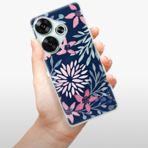 Silikonové pouzdro iSaprio - Xiaomi Poco F6 - Leaves on Blue