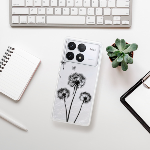 Silikonové pouzdro iSaprio - Xiaomi Poco F6 Pro - Three Dandelions black