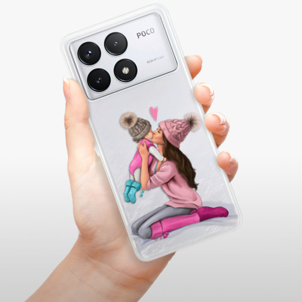 Silikonové pouzdro iSaprio - Xiaomi Poco F6 Pro - Kissing Mom Brunette and Girl