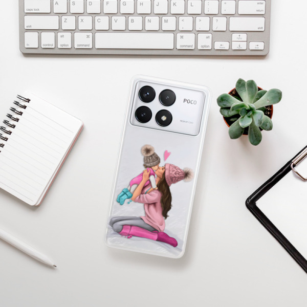 Silikonové pouzdro iSaprio - Xiaomi Poco F6 Pro - Kissing Mom Brunette and Girl