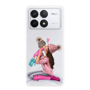 Silikonové pouzdro iSaprio - Xiaomi Poco F6 Pro - Kissing Mom Brunette and Girl