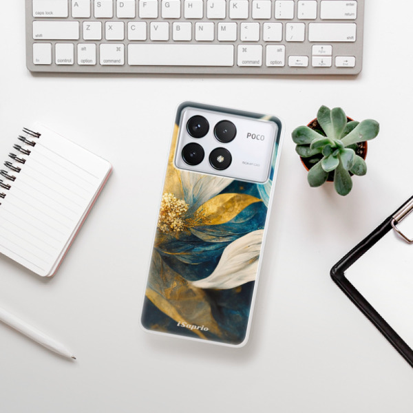 Silikonové pouzdro iSaprio - Xiaomi Poco F6 Pro - Gold Petals