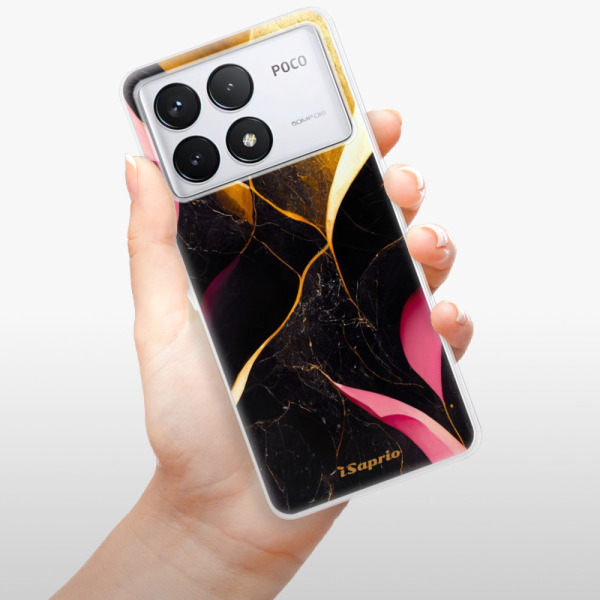 Silikonové pouzdro iSaprio - Xiaomi Poco F6 Pro - Gold Pink Marble