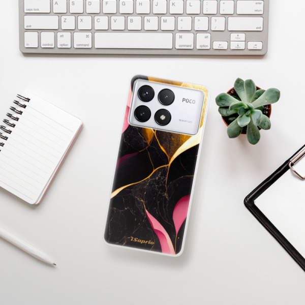Silikonové pouzdro iSaprio - Xiaomi Poco F6 Pro - Gold Pink Marble