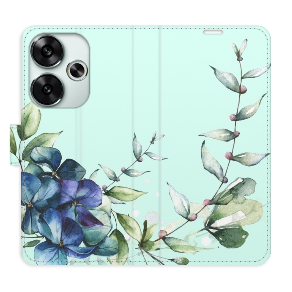 Flip pouzdro iSaprio - Xiaomi Poco F6 - Blue Flowers - kapsičky na karty