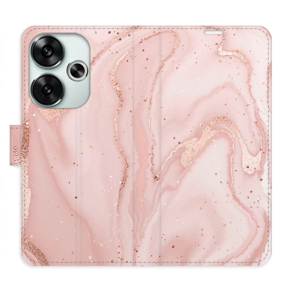 Flip pouzdro iSaprio - Xiaomi Poco F6 - RoseGold Marble - kapsičky na karty