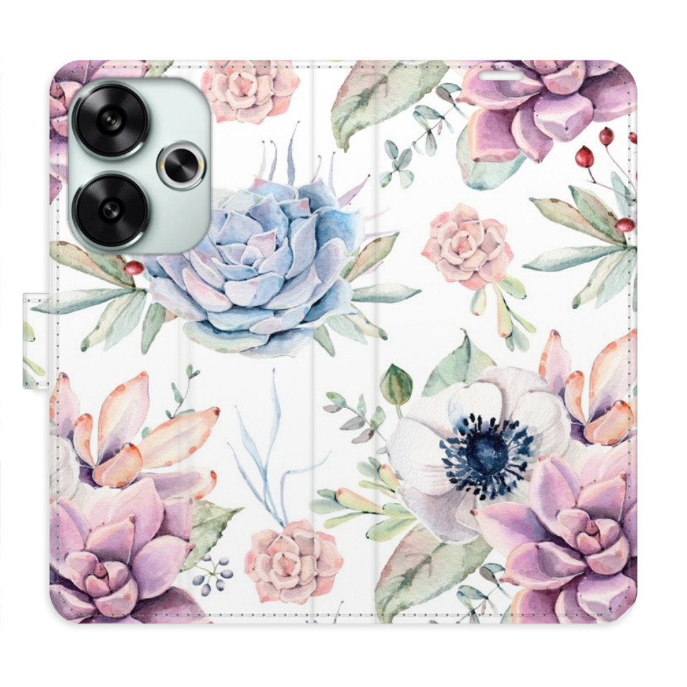 Flip pouzdro iSaprio - Xiaomi Poco F6 - Succulents Pattern - kapsičky na karty