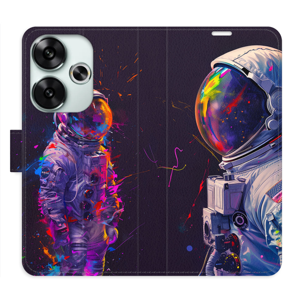 Flip pouzdro iSaprio - Xiaomi Poco F6 - Neon Astronaut 02 - kapsičky na karty