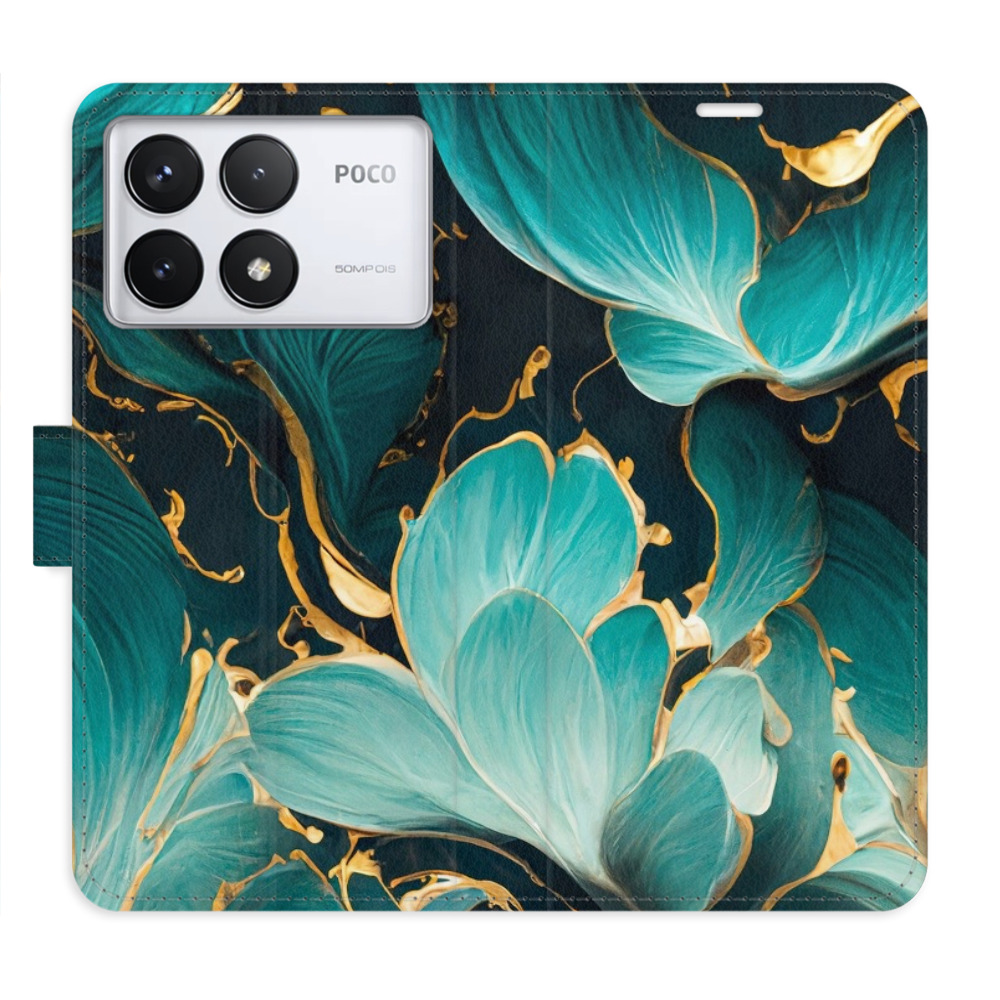 Flip pouzdro iSaprio - Xiaomi Poco F6 Pro - Blue Flowers 02 - kapsičky na karty