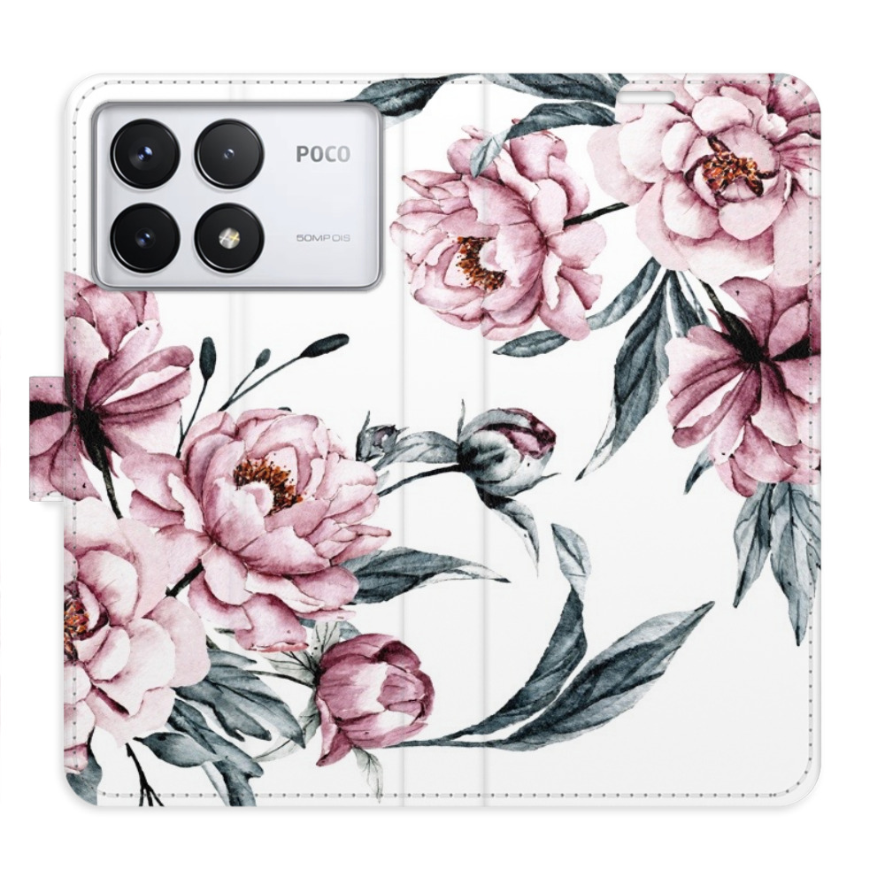 Flip pouzdro iSaprio - Xiaomi Poco F6 Pro - Pink Flowers - kapsičky na karty