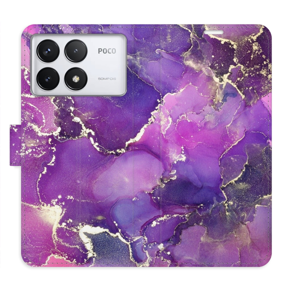 Flip pouzdro iSaprio - Xiaomi Poco F6 Pro - Purple Marble - kapsičky na karty