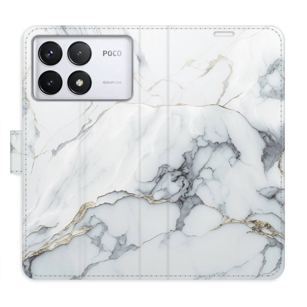Flip pouzdro iSaprio - Xiaomi Poco F6 Pro - SilverMarble 15 - kapsičky na karty