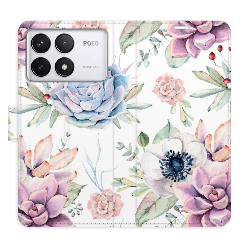 Flip pouzdro iSaprio - Xiaomi Poco F6 Pro - Succulents Pattern - kapsičky na karty