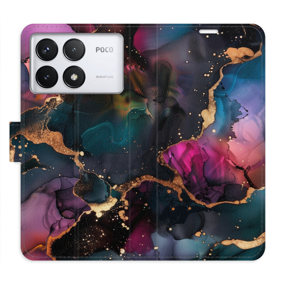 Flip pouzdro iSaprio - Xiaomi Poco F6 Pro - Dark Marble - kapsičky na karty