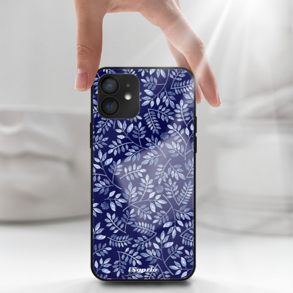 Lesklé pouzdro iSaprio pro Apple iPhone 12 - Blue Leaves 05 - VÝPRODEJ