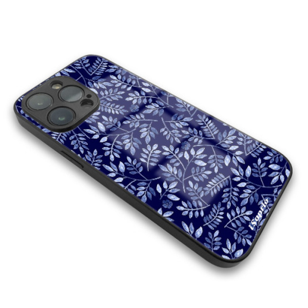 Lesklé pouzdro iSaprio pro Apple iPhone 12 - Blue Leaves 05 - VÝPRODEJ