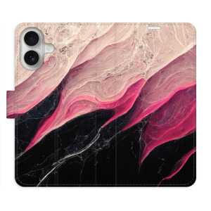 Flip pouzdro iSaprio - Apple iPhone 16 - BlackPink Marble - kapsičky na karty