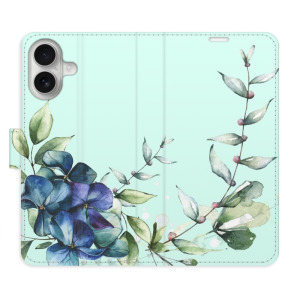 Flip pouzdro iSaprio - Apple iPhone 16 - Blue Flowers - kapsičky na karty