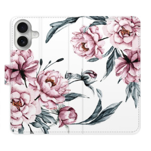 Flip pouzdro iSaprio - Apple iPhone 16 - Pink Flowers - kapsičky na karty