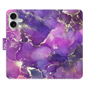 Flip pouzdro iSaprio - Apple iPhone 16 - Purple Marble - kapsičky na karty