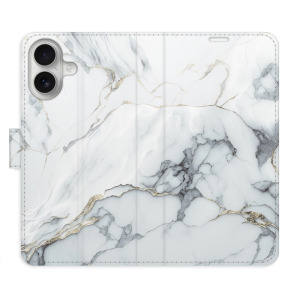 Flip pouzdro iSaprio - Apple iPhone 16 - SilverMarble 15 - kapsičky na karty