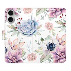 Flip pouzdro iSaprio - Apple iPhone 16 - Succulents Pattern - kapsičky na karty