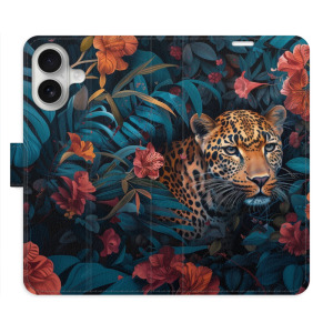 Flip pouzdro iSaprio - Apple iPhone 16 - Flower Jaguar 02 - kapsičky na karty