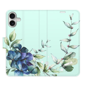 Flip pouzdro iSaprio - Apple iPhone 16 Plus - Blue Flowers - kapsičky na karty