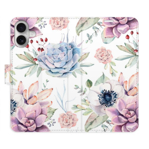 Flip pouzdro iSaprio - Apple iPhone 16 Plus - Succulents Pattern - kapsičky na karty