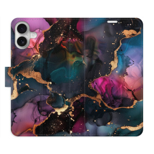 Flip pouzdro iSaprio - Apple iPhone 16 Plus - Dark Marble - kapsičky na karty