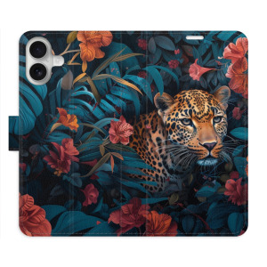 Flip pouzdro iSaprio - Apple iPhone 16 Plus - Flower Jaguar 02 - kapsičky na karty