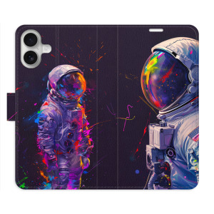 Flip pouzdro iSaprio - Apple iPhone 16 Plus - Neon Astronaut 02 - kapsičky na karty
