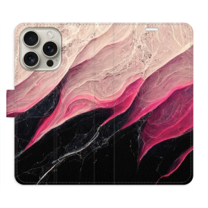 Flip pouzdro iSaprio - Apple iPhone 16 Pro - BlackPink Marble - kapsičky na karty