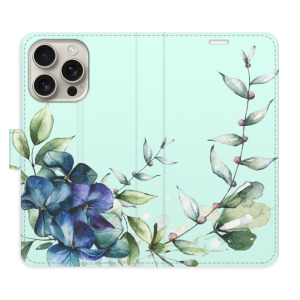 Flip pouzdro iSaprio - Apple iPhone 16 Pro - Blue Flowers - kapsičky na karty