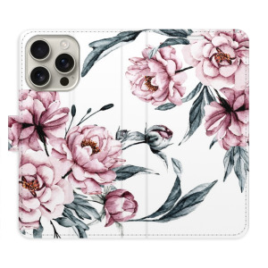 Flip pouzdro iSaprio - Apple iPhone 16 Pro - Pink Flowers - kapsičky na karty