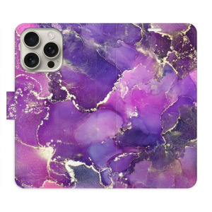 Flip pouzdro iSaprio - Apple iPhone 16 Pro - Purple Marble - kapsičky na karty