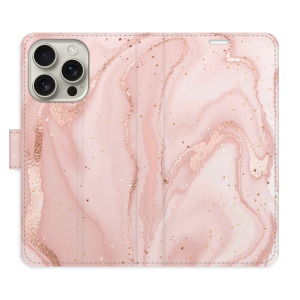 Flip pouzdro iSaprio - Apple iPhone 16 Pro - RoseGold Marble - kapsičky na karty