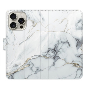 Flip pouzdro iSaprio - Apple iPhone 16 Pro - SilverMarble 15 - kapsičky na karty