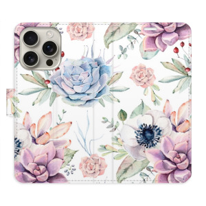 Flip pouzdro iSaprio - Apple iPhone 16 Pro - Succulents Pattern - kapsičky na karty