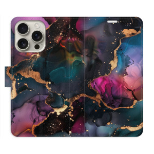 Flip pouzdro iSaprio - Apple iPhone 16 Pro - Dark Marble - kapsičky na karty