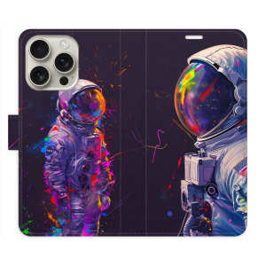 Flip pouzdro iSaprio - Apple iPhone 16 Pro - Neon Astronaut 02 - kapsičky na karty